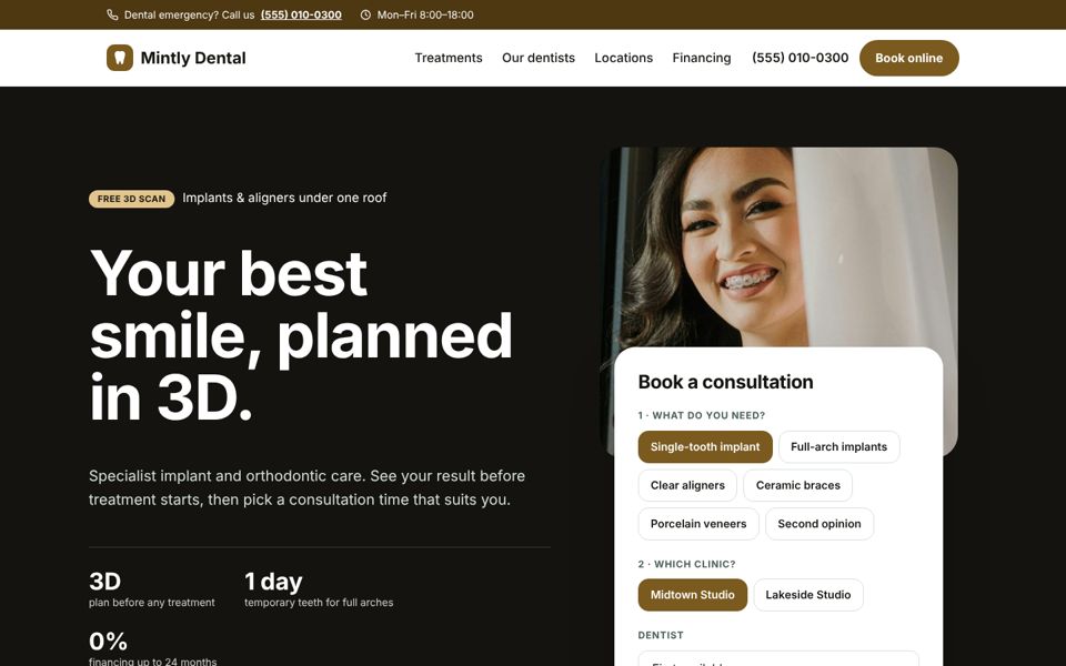 Implants and orthodontics demo homepage